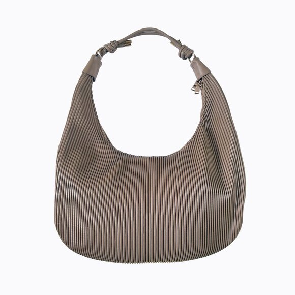 Urban Expressions Textured Knot Hobo Shoulder Bag Vegan Leather Taupe Y2K Boho - Picture 1 of 12
